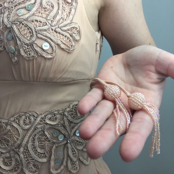 Sue Wong Pink Sequin Tassel Tiered Party Dress - Picture 8 of 8